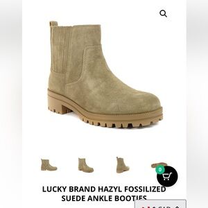 Lucky Brand Neutral Suede Lug Sole Ankle Boots - Taupe